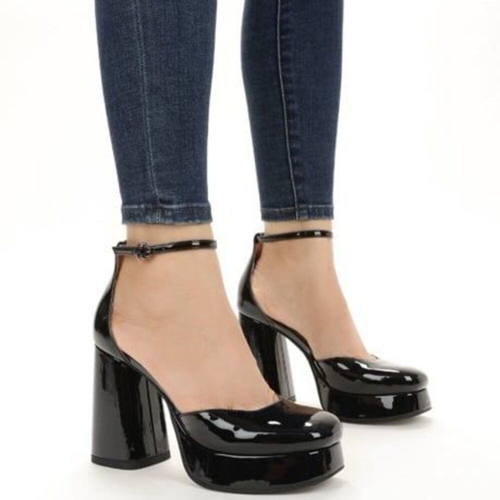 Sam & Libby Regina Mary Jane Shoes 4” Platform Black Patent Size 11